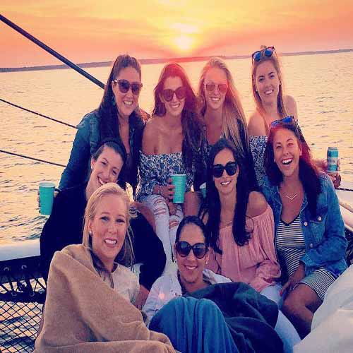 sag harbor bachelorette sailing during sunset cruise