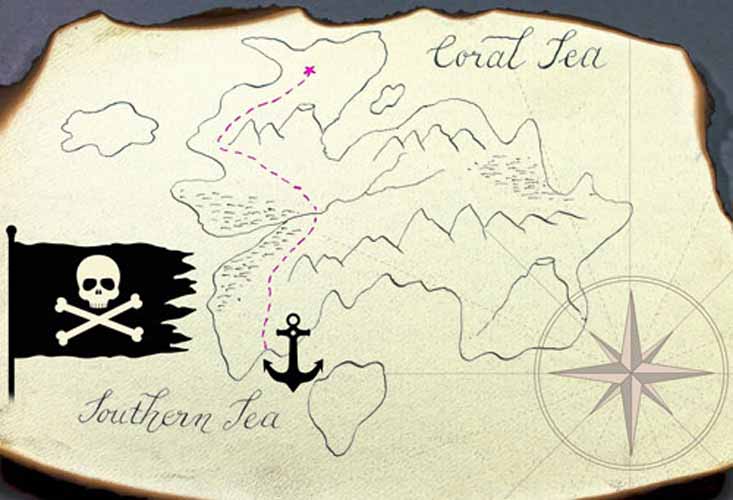 Kids decoding a map on a Valkyrie sailing pirate adventure in Sag Harbor.